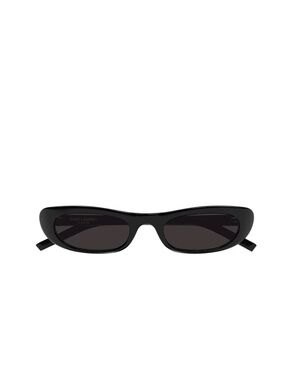 Saint Laurent SL 214 Kate Black Oval Rectangle Sunglasses NWT Authentic